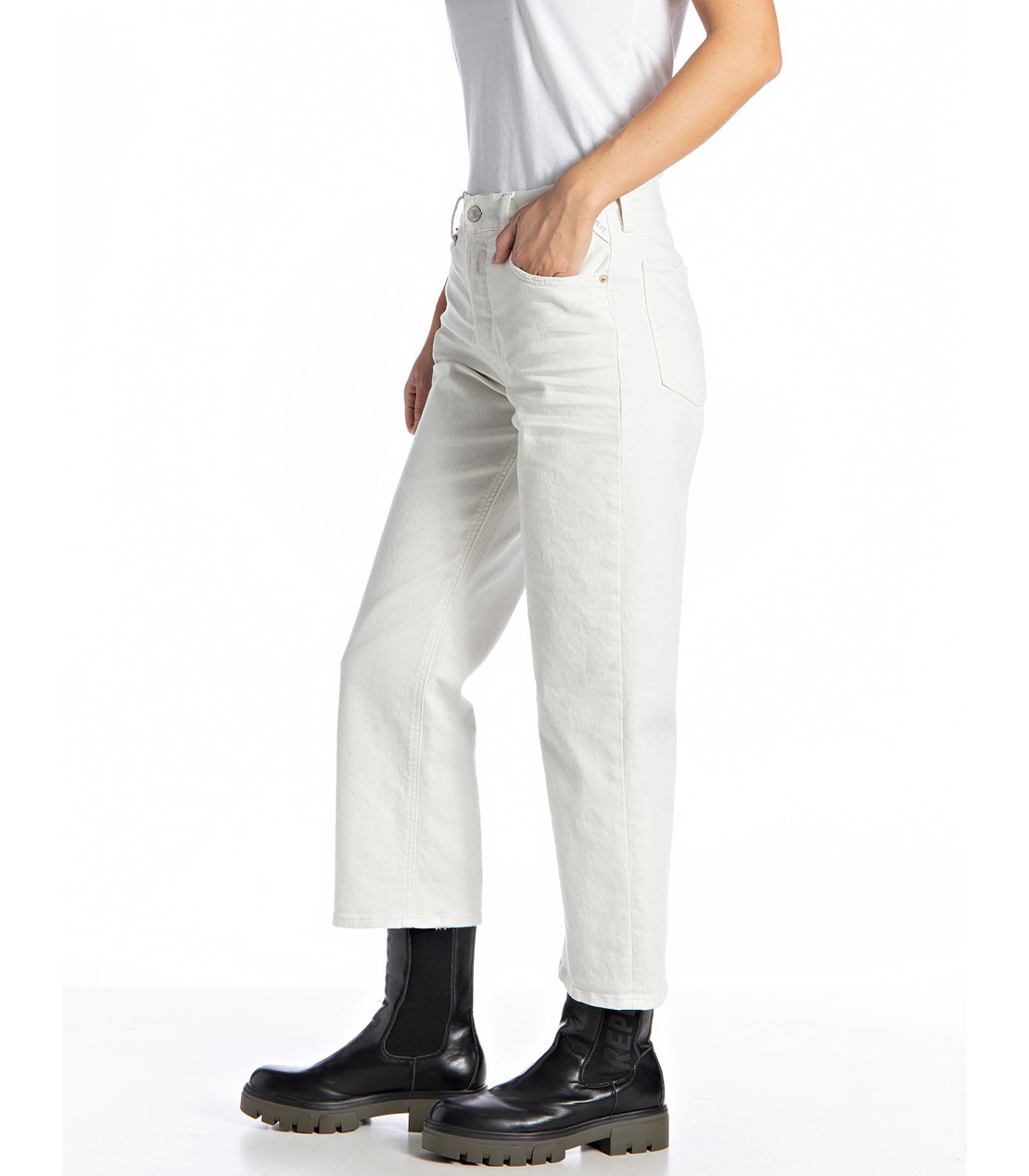 HEVELEEN コンフォートブル ワイドクロップドデニム 詳細画像 オフホワイト 3